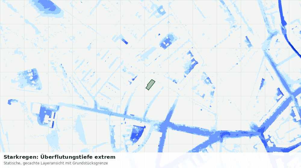 Statische Kartenansicht: Starkregen: Überflutungstiefe extrem