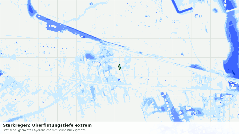 Statische Kartenansicht: Starkregen: Überflutungstiefe extrem