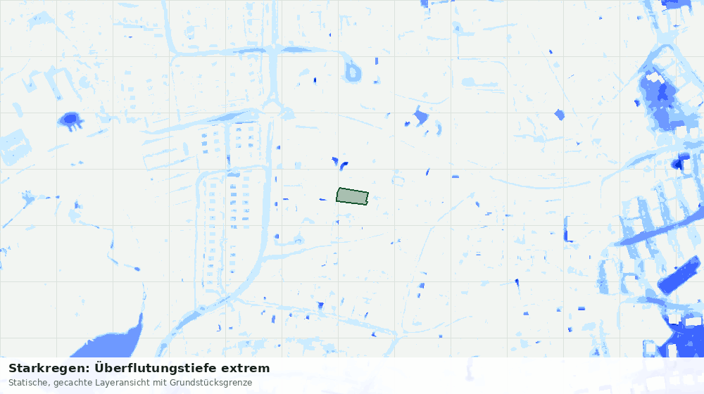Statische Kartenansicht: Starkregen: Überflutungstiefe extrem