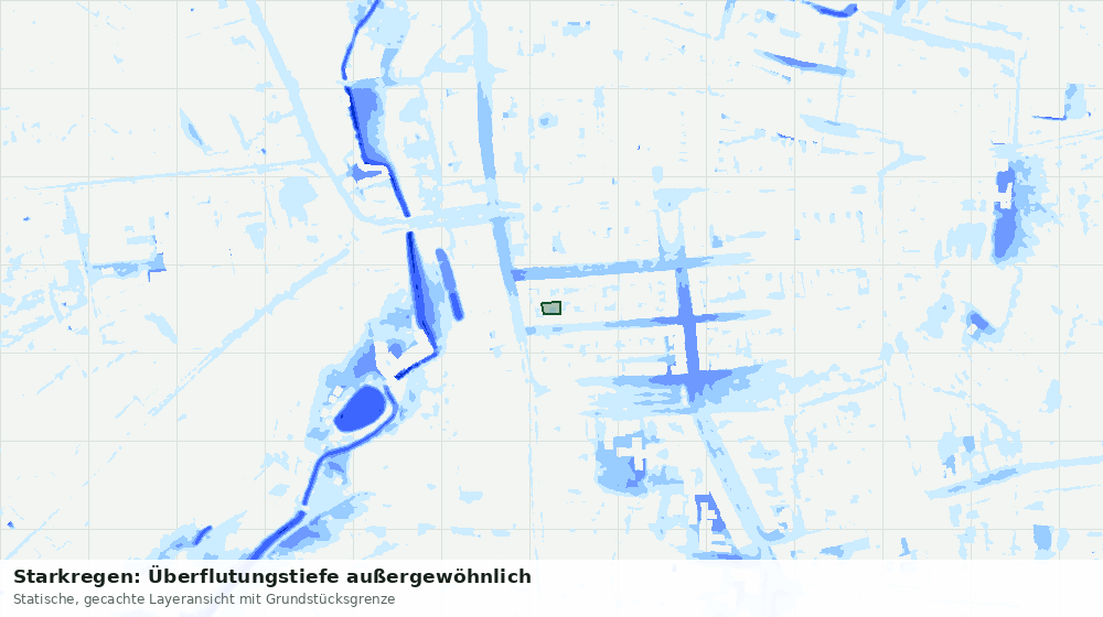 Statische Kartenansicht: Starkregen: Überflutungstiefe außergewöhnlich