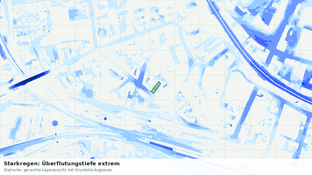 Statische Kartenansicht: Starkregen: Überflutungstiefe extrem