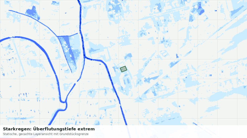 Statische Kartenansicht: Starkregen: Überflutungstiefe extrem