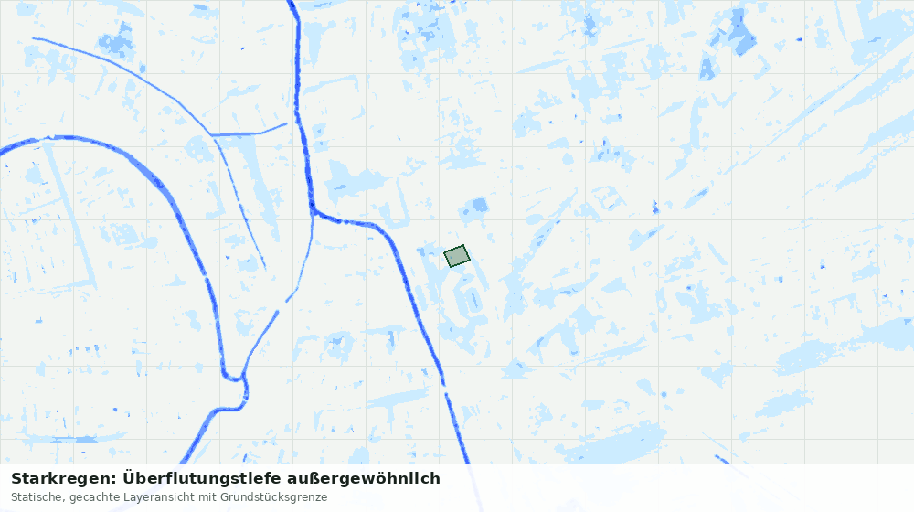Statische Kartenansicht: Starkregen: Überflutungstiefe außergewöhnlich
