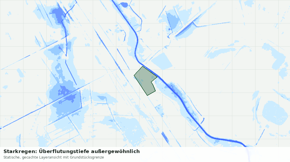 Statische Kartenansicht: Starkregen: Überflutungstiefe außergewöhnlich