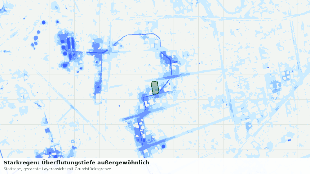 Statische Kartenansicht: Starkregen: Überflutungstiefe außergewöhnlich