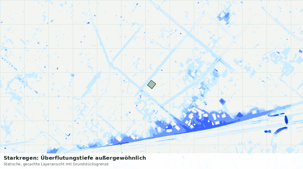 Statische Kartenansicht: Starkregen: Überflutungstiefe außergewöhnlich