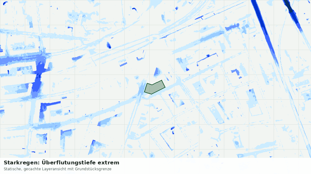 Statische Kartenansicht: Starkregen: Überflutungstiefe extrem