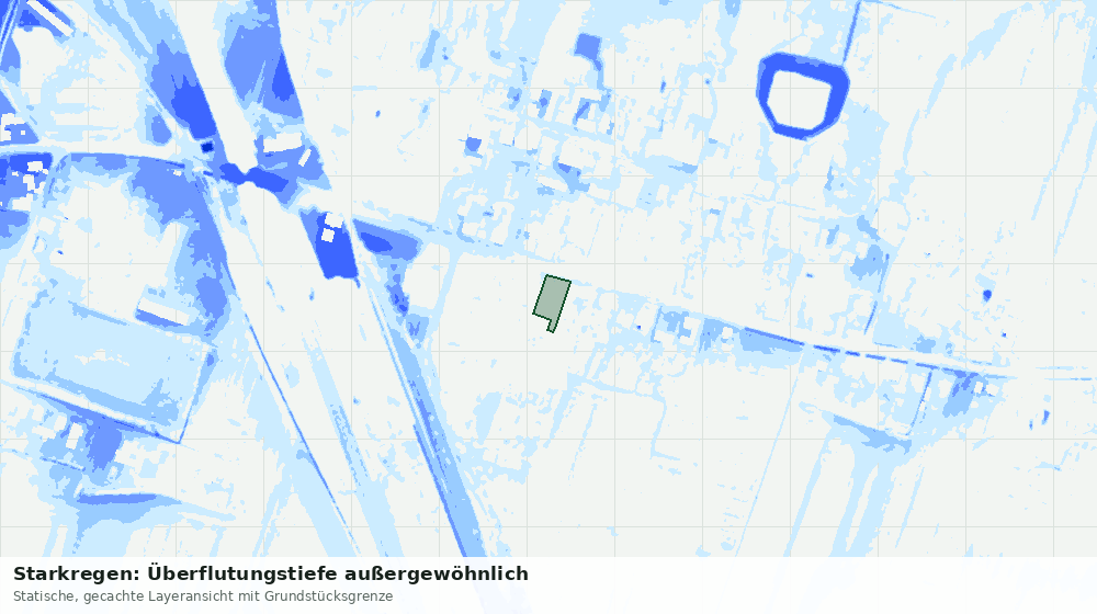 Statische Kartenansicht: Starkregen: Überflutungstiefe außergewöhnlich