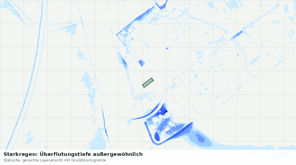 Statische Kartenansicht: Starkregen: Überflutungstiefe außergewöhnlich