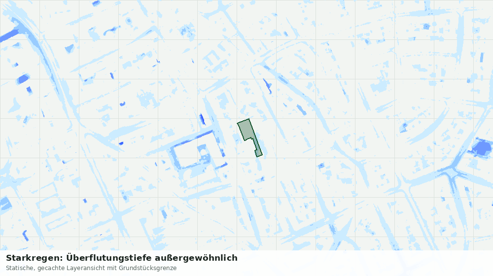 Statische Kartenansicht: Starkregen: Überflutungstiefe außergewöhnlich