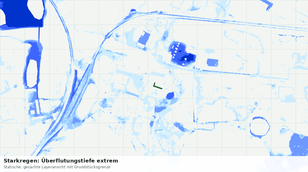Statische Kartenansicht: Starkregen: Überflutungstiefe extrem