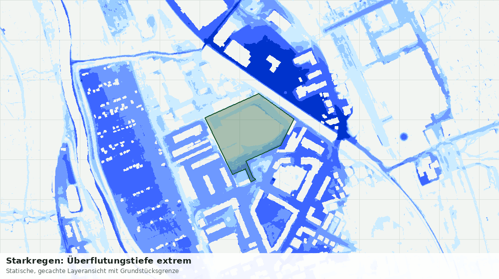 Statische Kartenansicht: Starkregen: Überflutungstiefe extrem