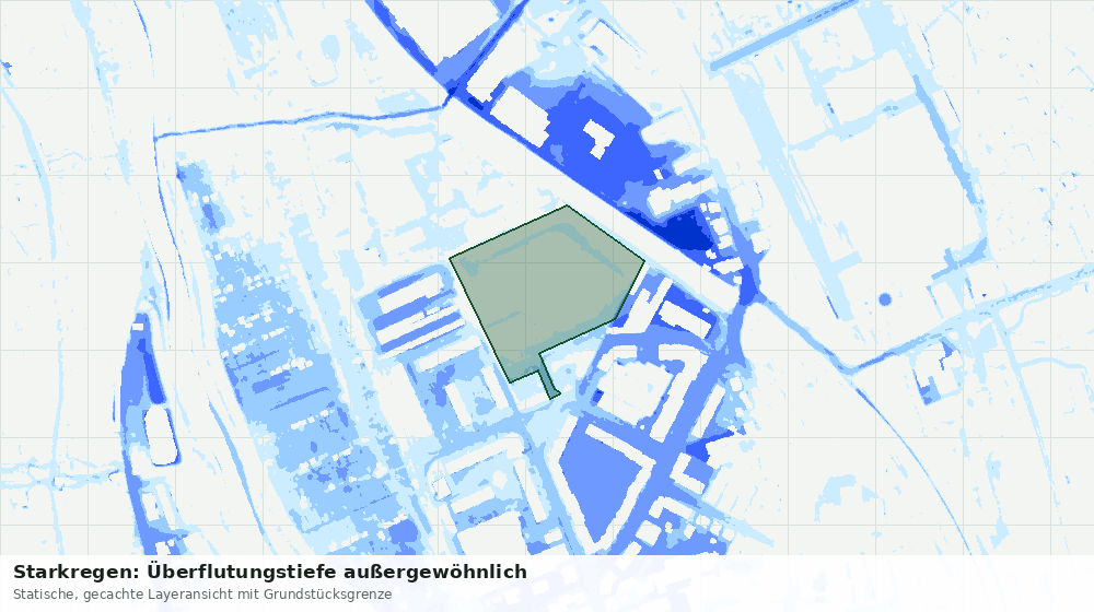 Statische Kartenansicht: Starkregen: Überflutungstiefe außergewöhnlich