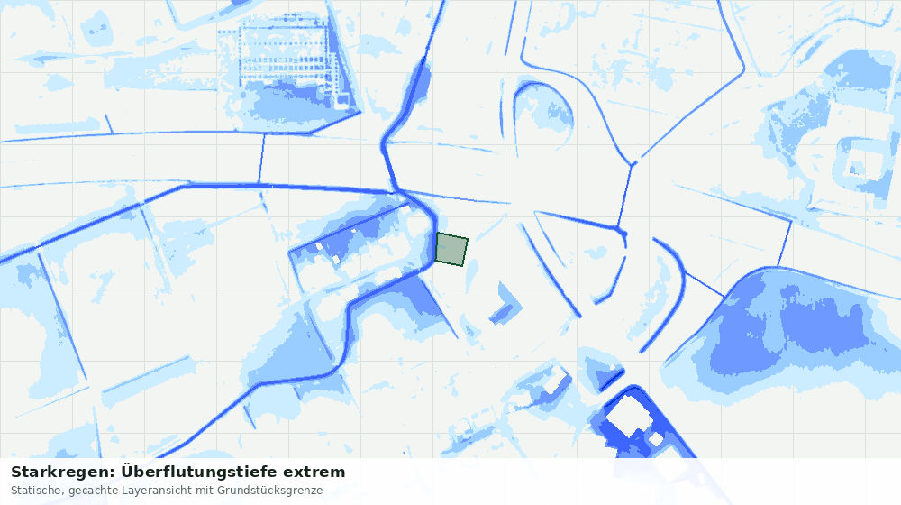 Statische Kartenansicht: Starkregen: Überflutungstiefe extrem