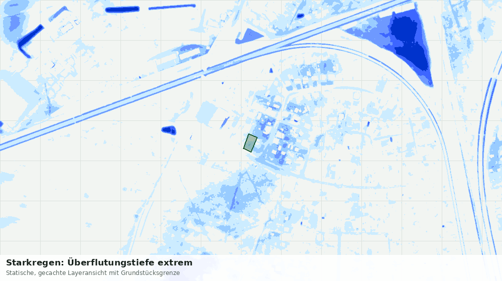 Statische Kartenansicht: Starkregen: Überflutungstiefe extrem