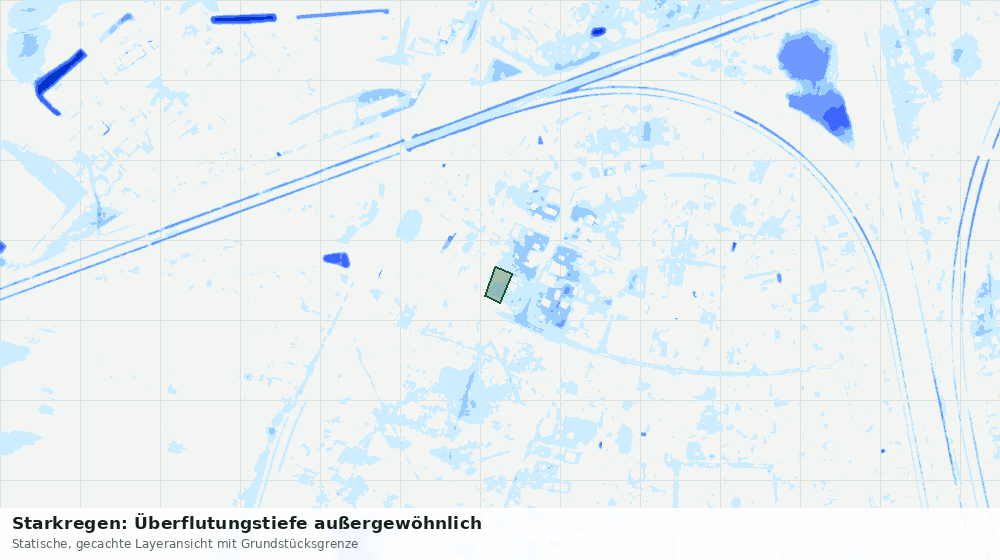 Statische Kartenansicht: Starkregen: Überflutungstiefe außergewöhnlich