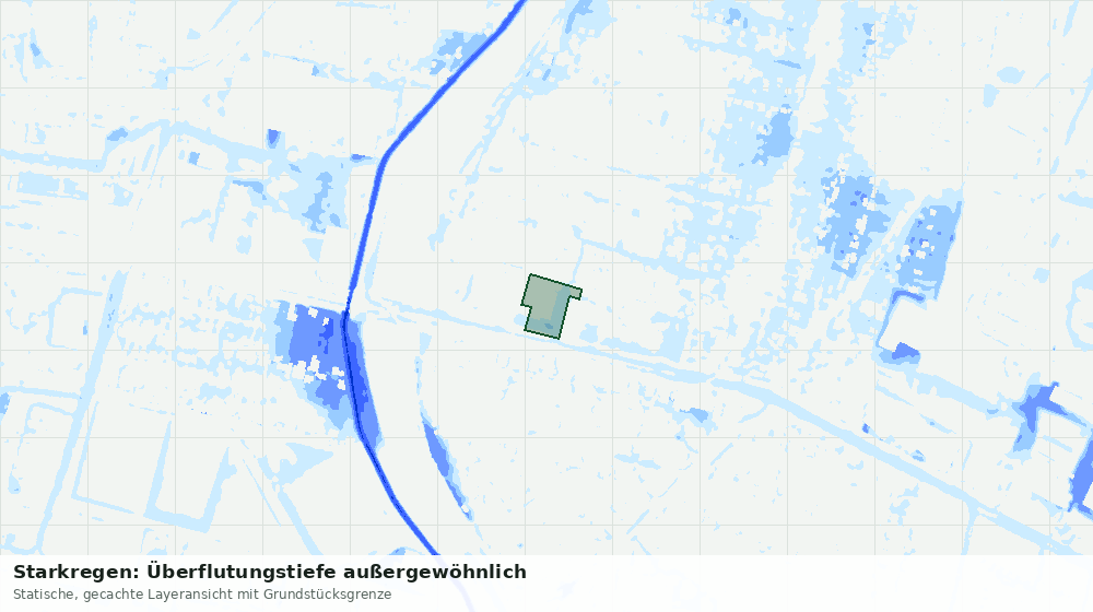Statische Kartenansicht: Starkregen: Überflutungstiefe außergewöhnlich