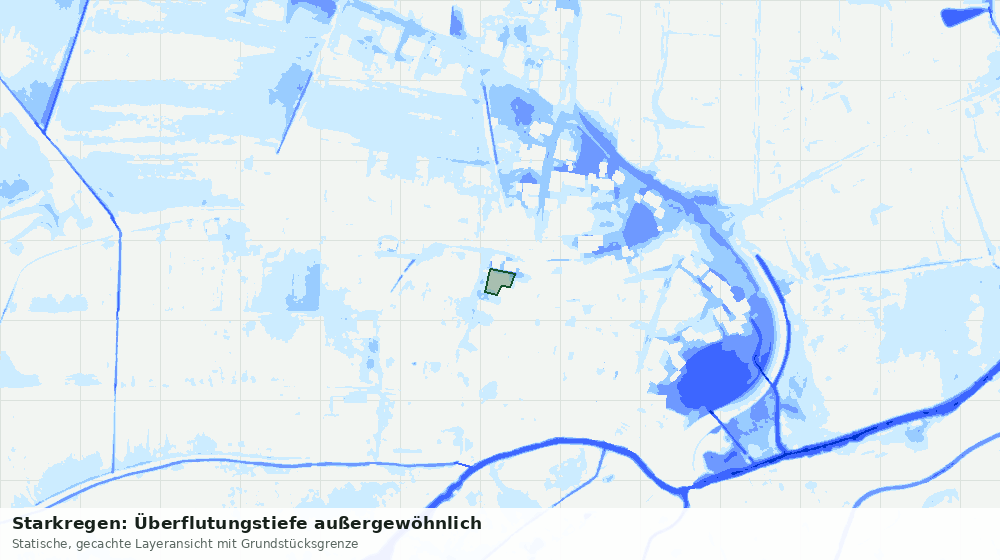Statische Kartenansicht: Starkregen: Überflutungstiefe außergewöhnlich