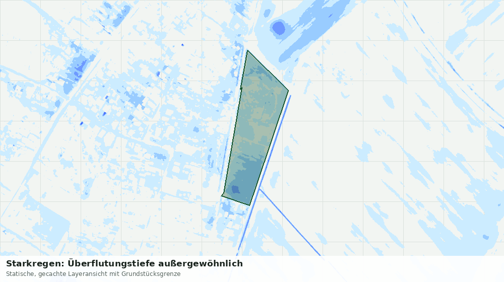 Statische Kartenansicht: Starkregen: Überflutungstiefe außergewöhnlich