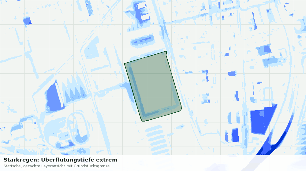 Statische Kartenansicht: Starkregen: Überflutungstiefe extrem