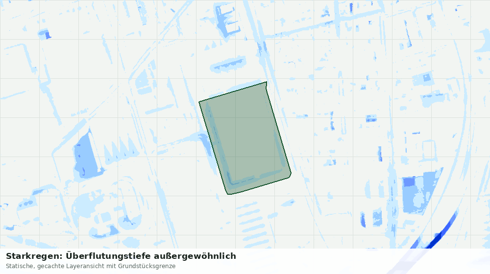 Statische Kartenansicht: Starkregen: Überflutungstiefe außergewöhnlich