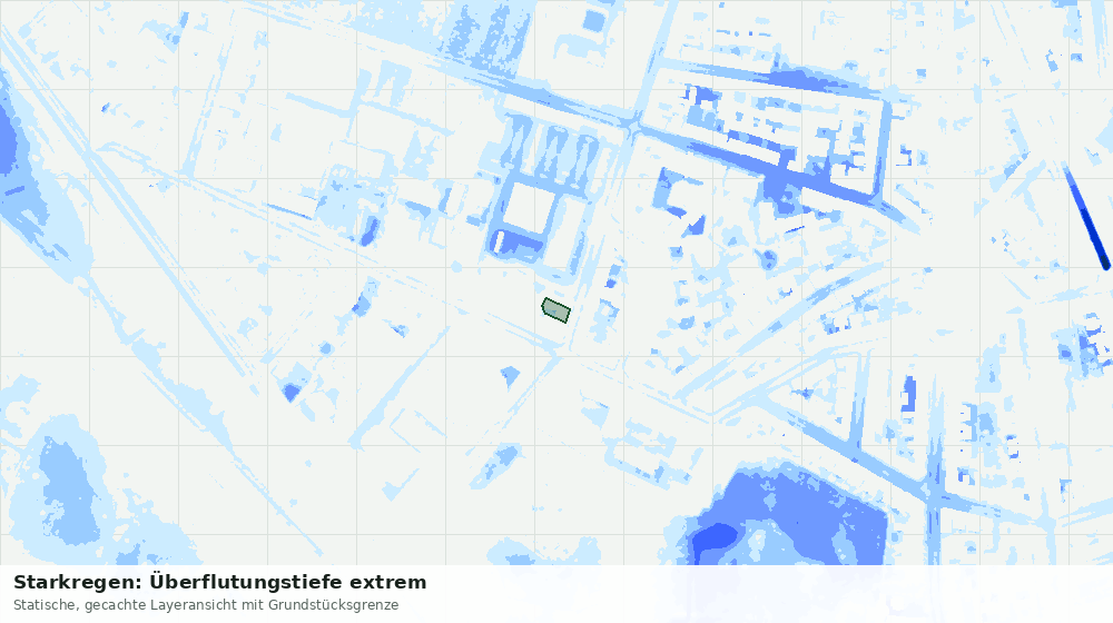 Statische Kartenansicht: Starkregen: Überflutungstiefe extrem