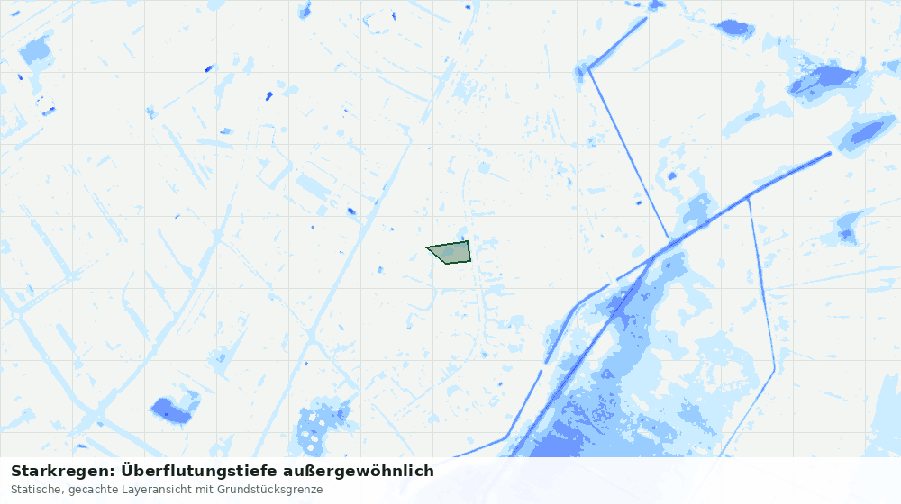 Statische Kartenansicht: Starkregen: Überflutungstiefe außergewöhnlich