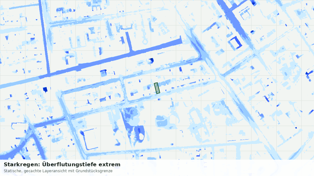 Statische Kartenansicht: Starkregen: Überflutungstiefe extrem