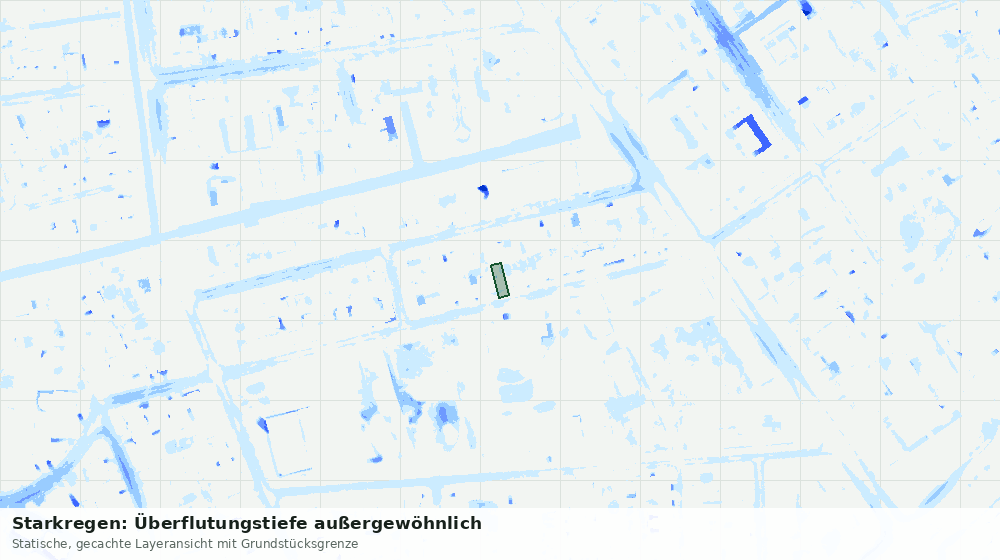 Statische Kartenansicht: Starkregen: Überflutungstiefe außergewöhnlich
