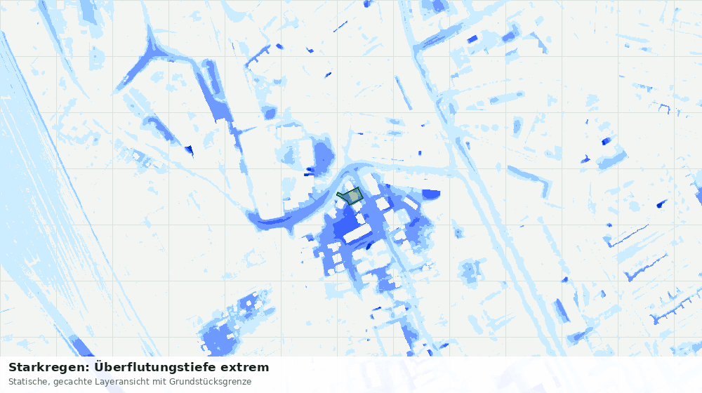 Statische Kartenansicht: Starkregen: Überflutungstiefe extrem