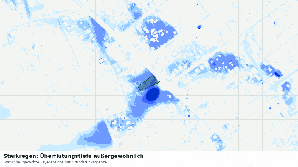 Statische Kartenansicht: Starkregen: Überflutungstiefe außergewöhnlich