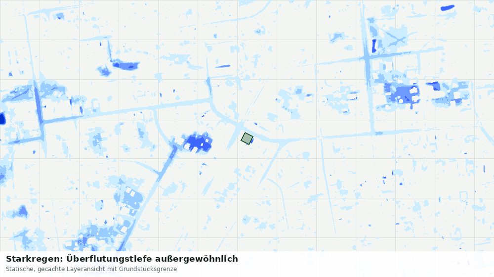 Statische Kartenansicht: Starkregen: Überflutungstiefe außergewöhnlich