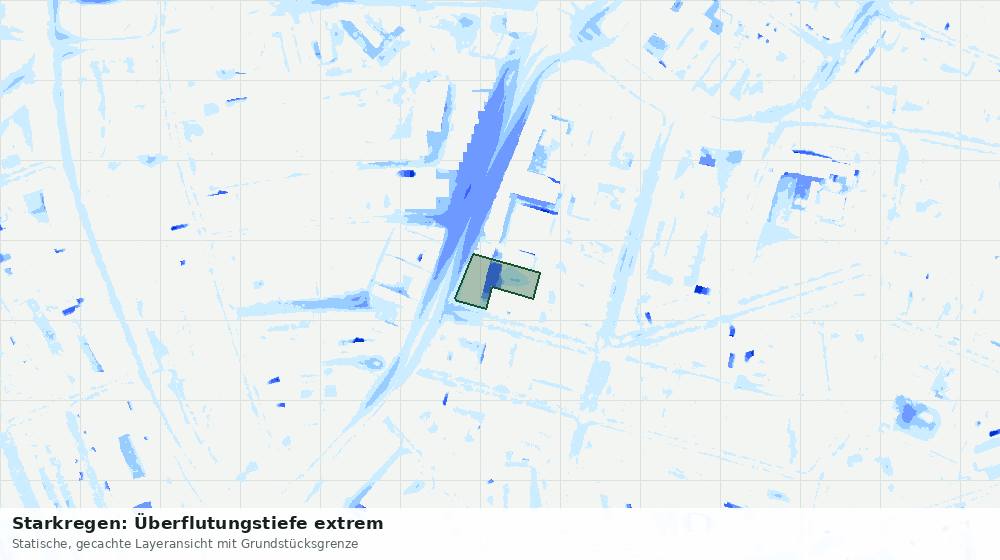 Statische Kartenansicht: Starkregen: Überflutungstiefe extrem