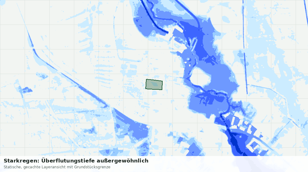 Statische Kartenansicht: Starkregen: Überflutungstiefe außergewöhnlich