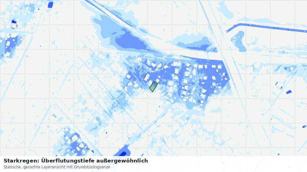 Statische Kartenansicht: Starkregen: Überflutungstiefe außergewöhnlich