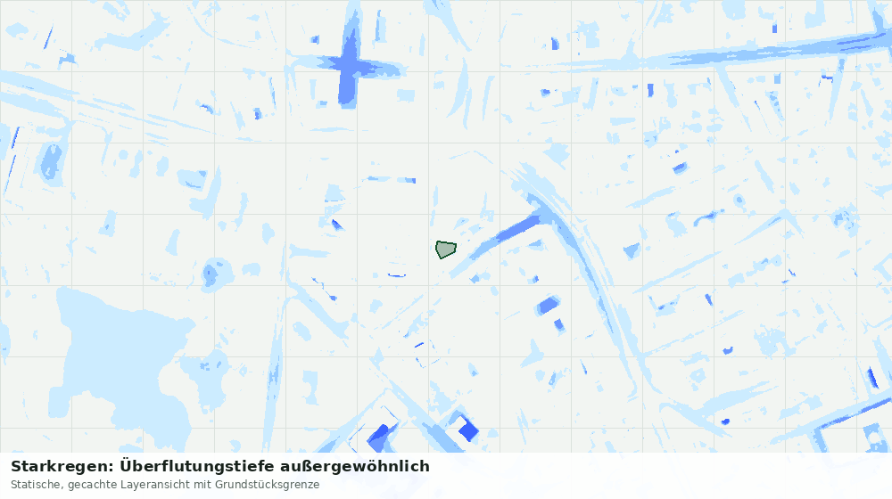 Statische Kartenansicht: Starkregen: Überflutungstiefe außergewöhnlich
