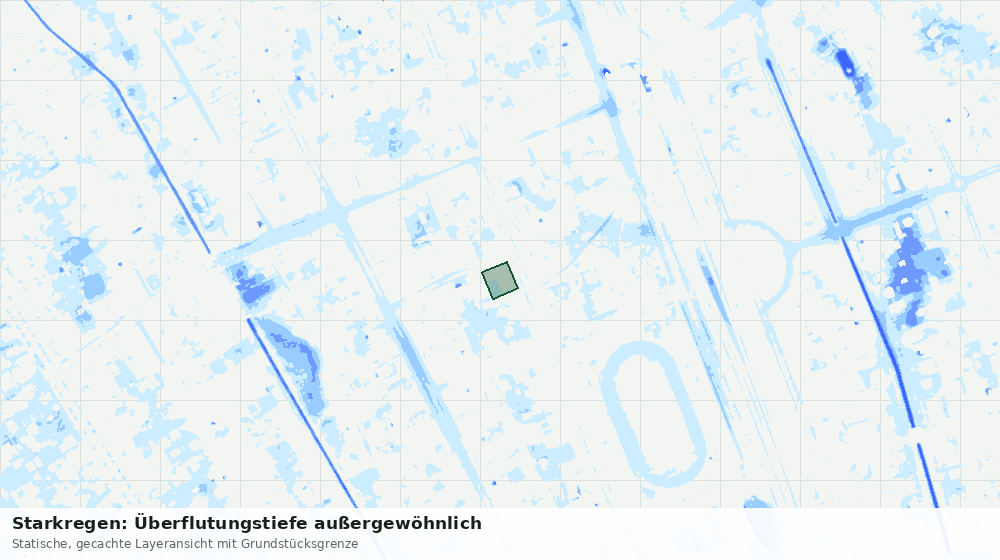 Statische Kartenansicht: Starkregen: Überflutungstiefe außergewöhnlich