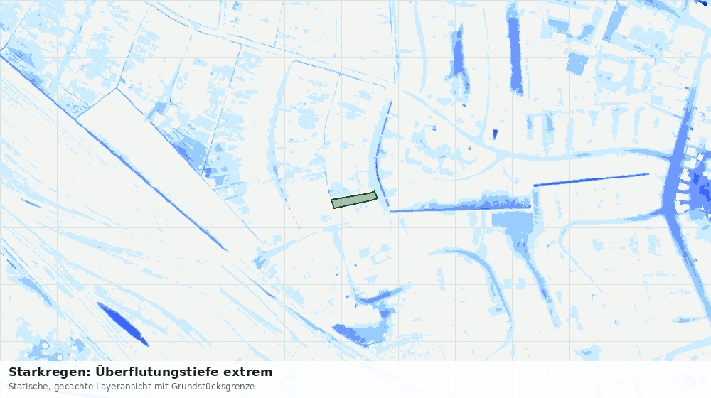 Statische Kartenansicht: Starkregen: Überflutungstiefe extrem