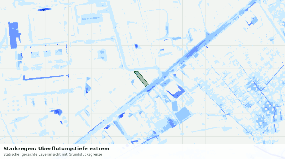 Statische Kartenansicht: Starkregen: Überflutungstiefe extrem