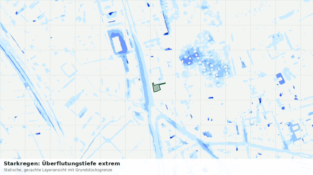 Statische Kartenansicht: Starkregen: Überflutungstiefe extrem