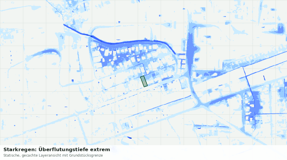 Statische Kartenansicht: Starkregen: Überflutungstiefe extrem
