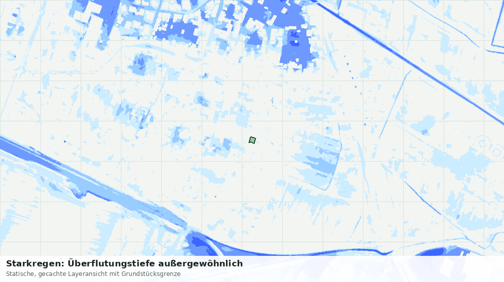 Statische Kartenansicht: Starkregen: Überflutungstiefe außergewöhnlich