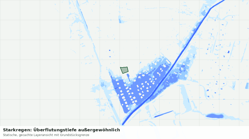 Statische Kartenansicht: Starkregen: Überflutungstiefe außergewöhnlich