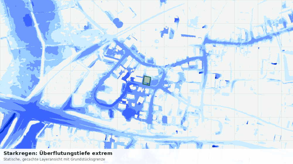 Statische Kartenansicht: Starkregen: Überflutungstiefe extrem