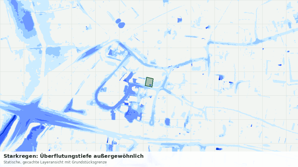 Statische Kartenansicht: Starkregen: Überflutungstiefe außergewöhnlich