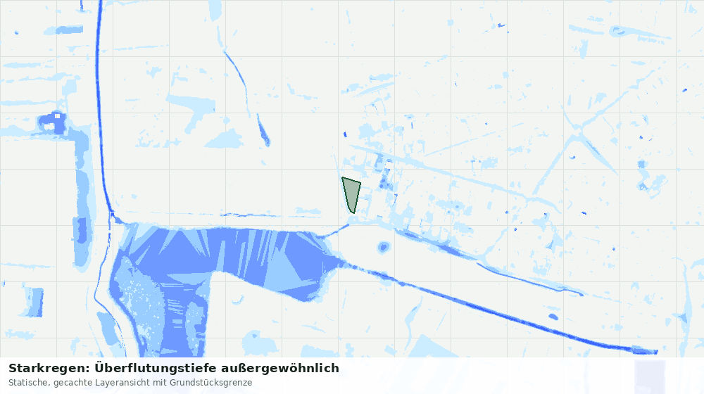 Statische Kartenansicht: Starkregen: Überflutungstiefe außergewöhnlich