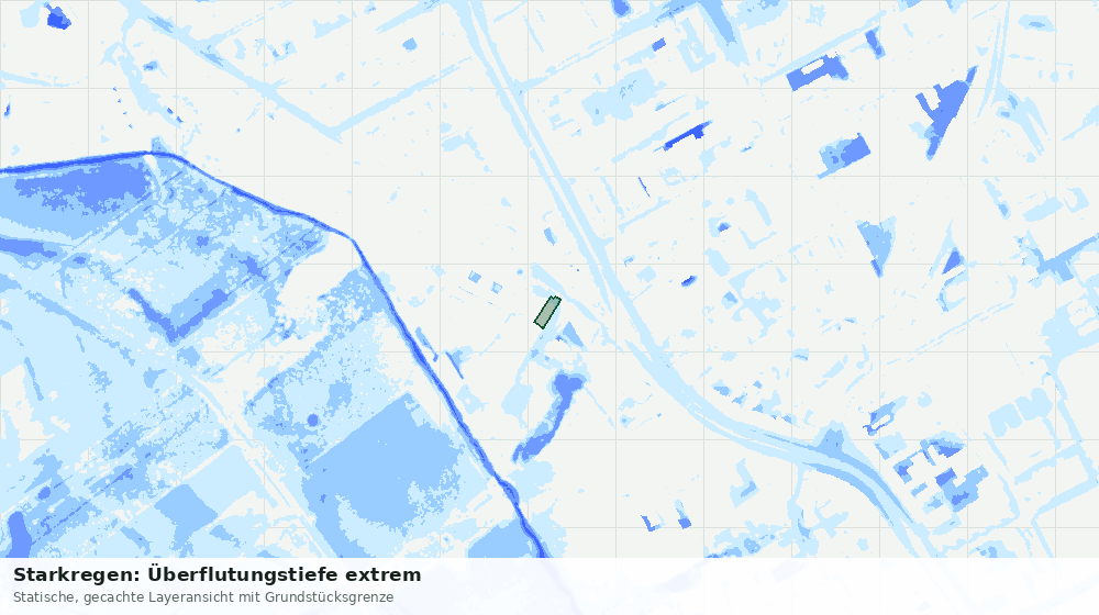 Statische Kartenansicht: Starkregen: Überflutungstiefe extrem
