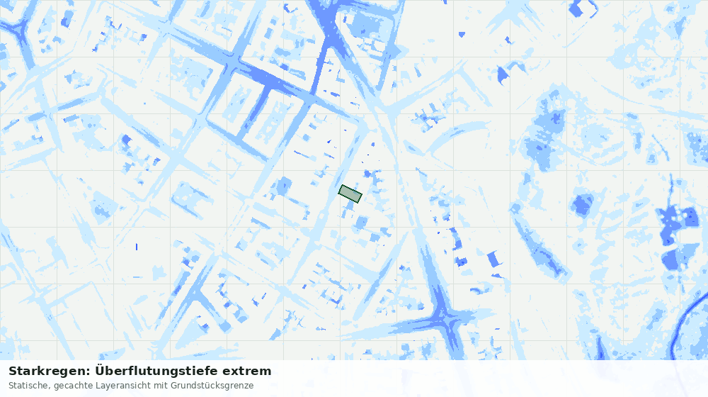 Statische Kartenansicht: Starkregen: Überflutungstiefe extrem