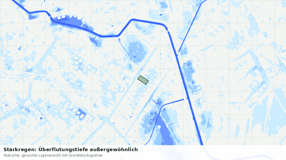 Statische Kartenansicht: Starkregen: Überflutungstiefe außergewöhnlich