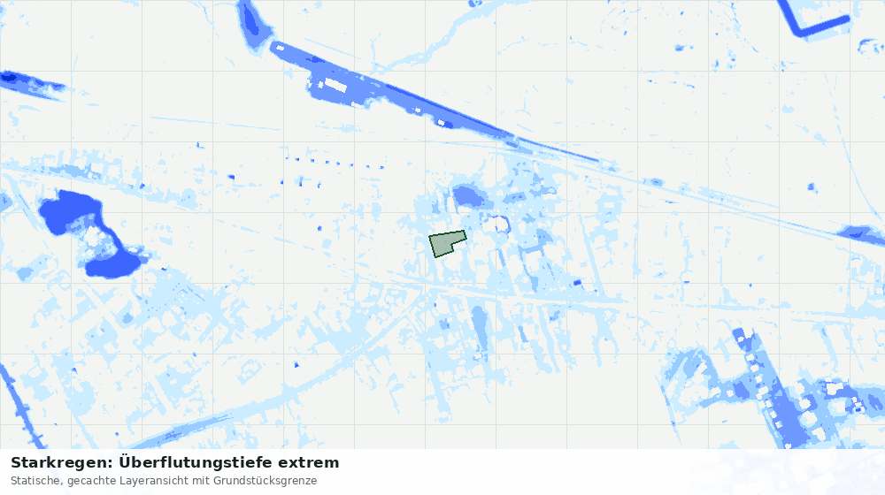 Statische Kartenansicht: Starkregen: Überflutungstiefe extrem